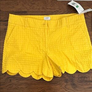 Crown & Ivy Yellow Textured High Waist Shorts